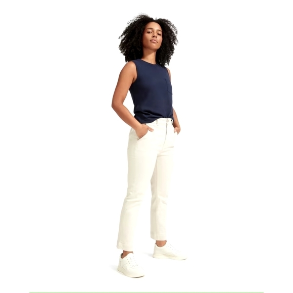 Everlane Pants 4 The Slim Leg Crop Sandstone Beige High Rise Stretch Anke - Picture 3 of 13